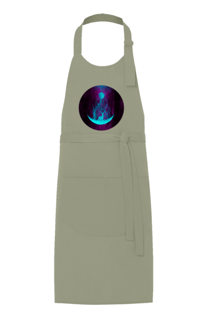 Фартук с принтом Олень Силует. Луна, олень, рога, силует, яркий. 2070702