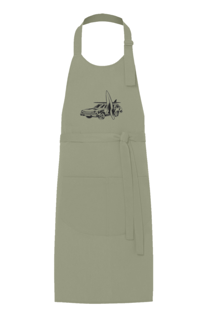 Фартух з принтом "Машина з дошкою". Вінтаж, машина, ретро, серфінг. 2070702