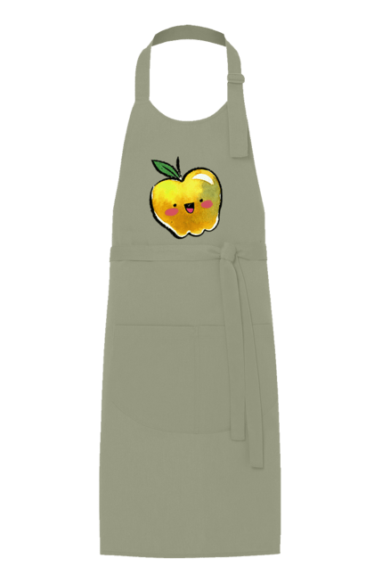 Фартук с принтом Милое желтое яблоко. Лето, милое, смайлик, яблоко. 2070702