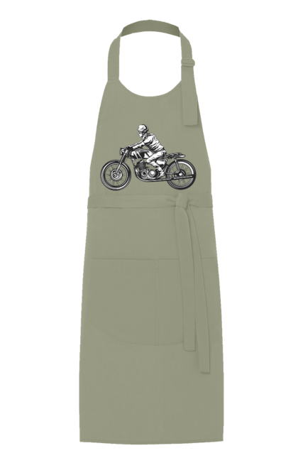 Фартух з принтом "Байкер на мотоциклі". Байкер, вінтаж, мото, ретро. 2070702