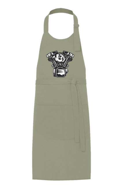 Фартух з принтом "мото двигун". Вінтаж, двигун, мото, ретро. 2070702