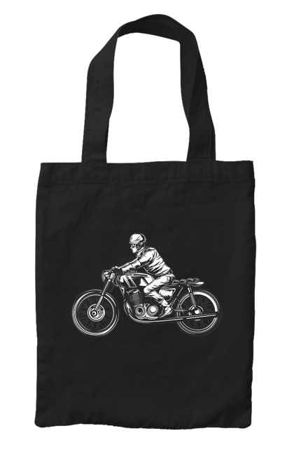 Сумка з принтом "Байкер на мотоциклі". Байкер, вінтаж, мото, ретро. 2070702