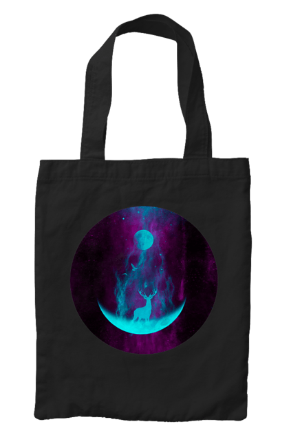 Сумка з принтом "Олень Силует". Місяць, олень, рогам, силует, яскравий. 2070702