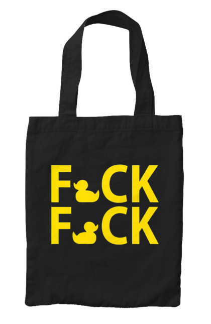 Сумка с принтом Дак Фак Желтый. Надпись, прикол, уточки, фак фак. 2070702