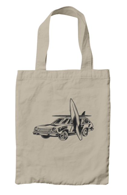 Сумка з принтом "Машина з дошкою". Вінтаж, машина, ретро, серфінг. 2070702