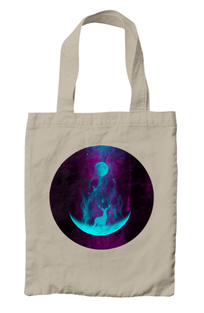 Сумка з принтом "Олень Силует". Місяць, олень, рогам, силует, яскравий. 2070702