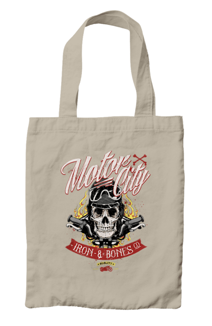 Сумка з принтом "Мотор Сіті". Зброя, окуляри, череп. 2070702