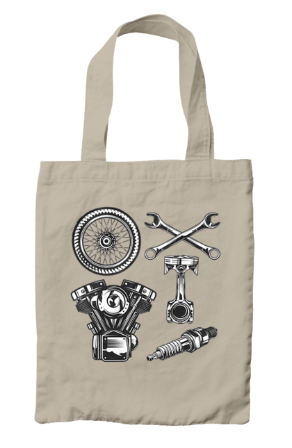 Сумка з принтом "мото набір". Вінтаж, інструменти, мото, ретро. 2070702