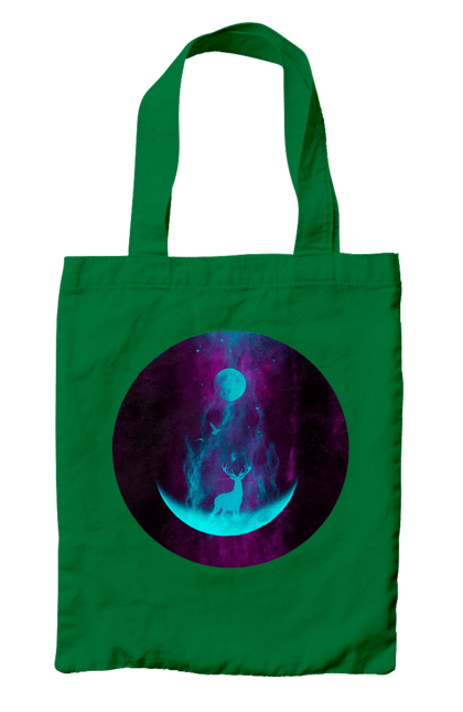 Сумка з принтом "Олень Силует". Місяць, олень, рогам, силует, яскравий. 2070702