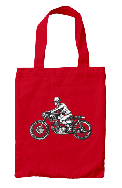 Сумка з принтом "Байкер на мотоциклі". Байкер, вінтаж, мото, ретро. 2070702