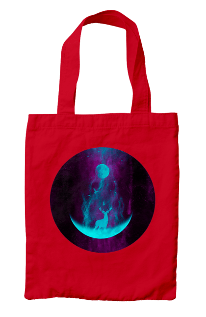 Сумка з принтом "Олень Силует". Місяць, олень, рогам, силует, яскравий. 2070702