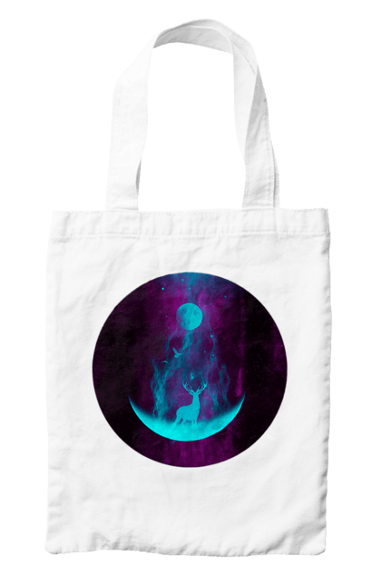 Сумка з принтом "Олень Силует". Місяць, олень, рогам, силует, яскравий. 2070702