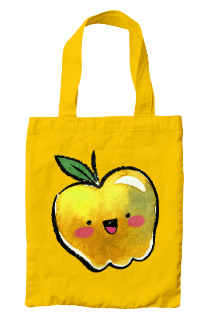 Bag with prints Cute yellow apple. Apple, darling, smiley, summer. 2070702