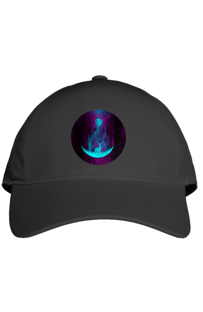 Кепка з принтом "Олень Силует". Місяць, олень, рогам, силует, яскравий. 2070702