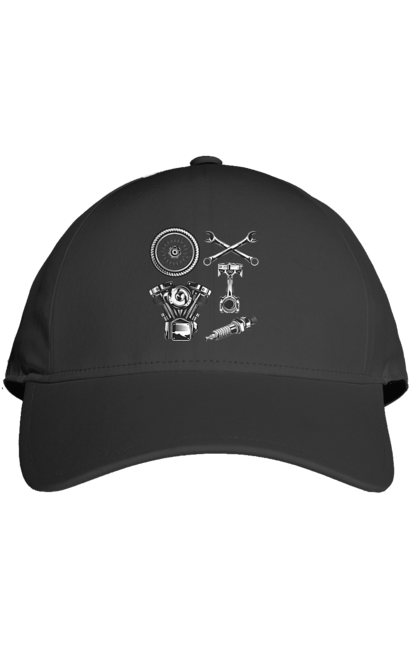 Кепка з принтом "мото набір". Вінтаж, інструменти, мото, ретро. 2070702