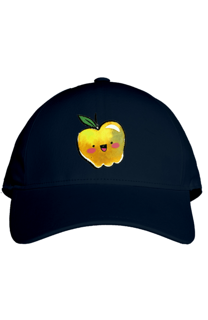Кепка с принтом Милое желтое яблоко. Лето, милое, смайлик, яблоко. 2070702