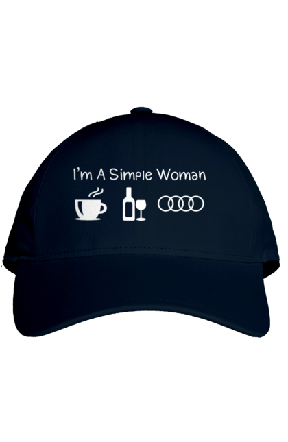 Кепка з принтом "Я Проста Жінка. Кава, Вино, Audi" 2070702