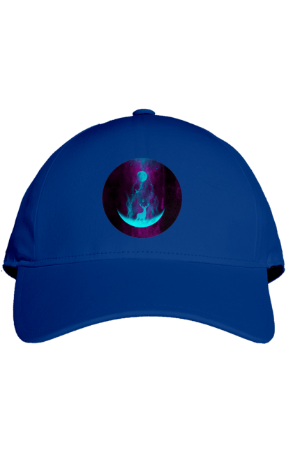 Кепка з принтом "Олень Силует". Місяць, олень, рогам, силует, яскравий. 2070702