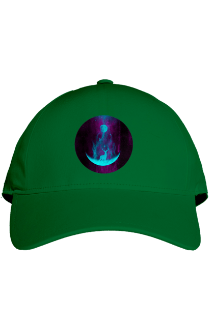 Кепка з принтом "Олень Силует". Місяць, олень, рогам, силует, яскравий. 2070702