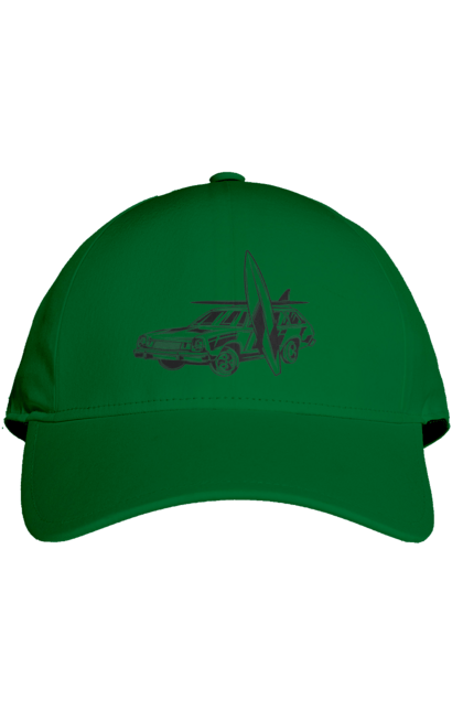 Кепка з принтом "Машина з дошкою". Вінтаж, машина, ретро, серфінг. 2070702