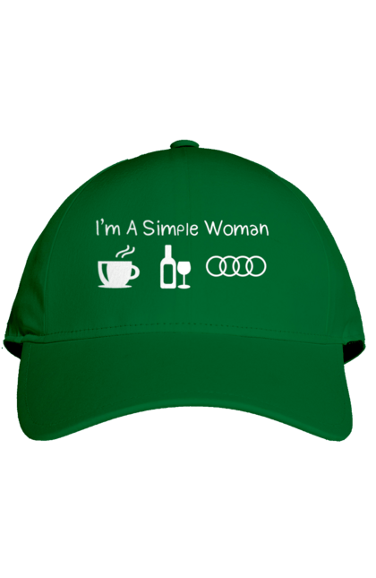 Кепка з принтом "Я Проста Жінка. Кава, Вино, Audi" 2070702