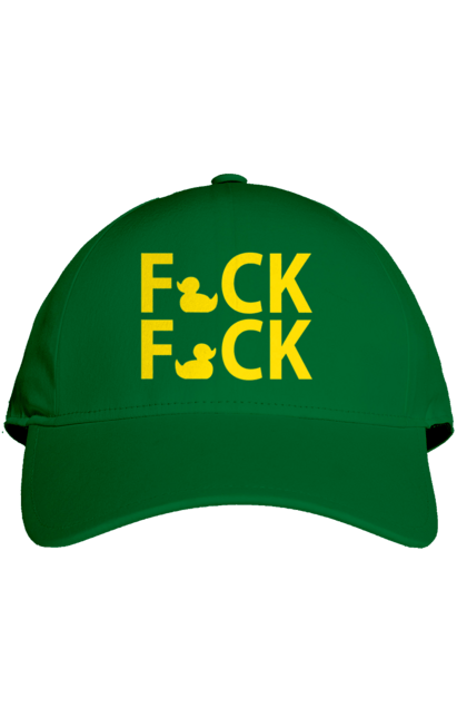 Cap with prints Duck Fuck yellow. Ducks, fuck fuck, inscription, trick. 2070702