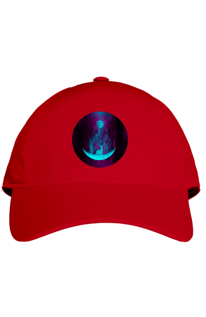 Кепка з принтом "Олень Силует". Місяць, олень, рогам, силует, яскравий. 2070702