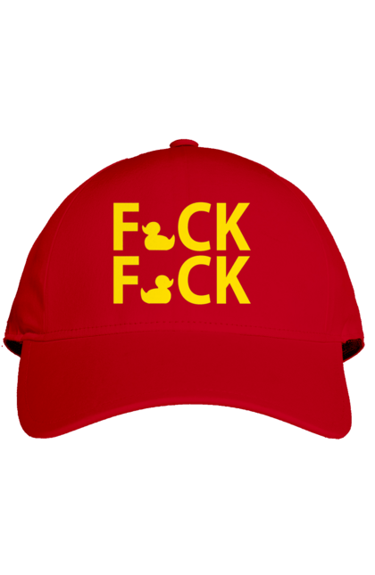 Cap with prints Duck Fuck yellow. Ducks, fuck fuck, inscription, trick. 2070702
