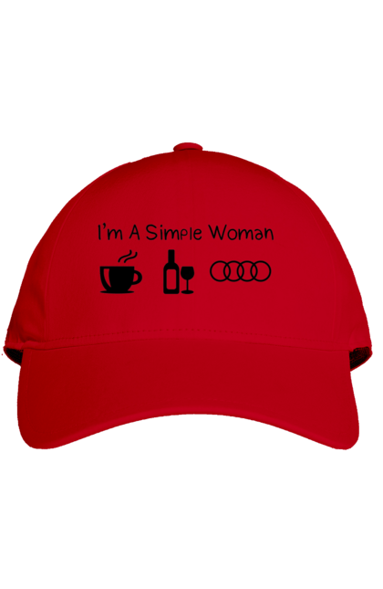 Кепка з принтом "Я Проста Жінка, Ауді". Ауді, вино, кава, машини. 2070702