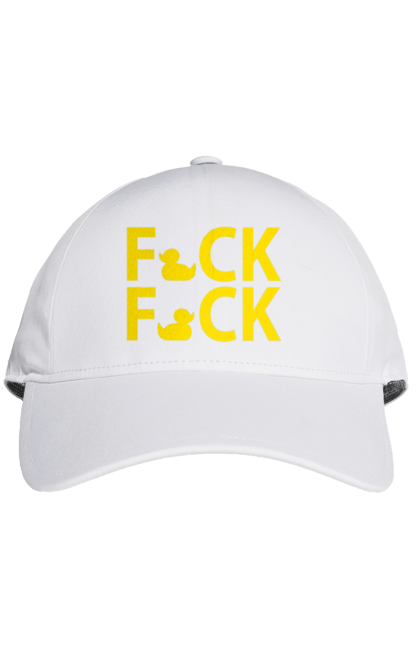 Cap with prints Duck Fuck yellow. Ducks, fuck fuck, inscription, trick. 2070702