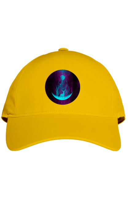 Кепка з принтом "Олень Силует". Місяць, олень, рогам, силует, яскравий. 2070702