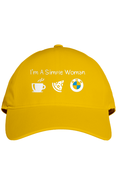 Cap with prints I'm just a woman, BMW. Bmw, cars, coffee, pizza. 2070702