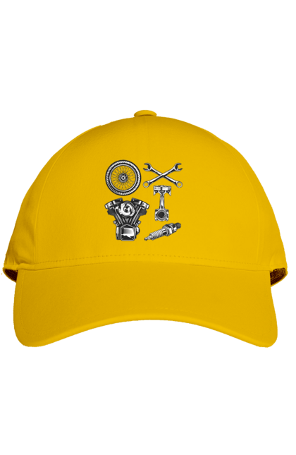 Кепка з принтом "мото набір". Вінтаж, інструменти, мото, ретро. 2070702