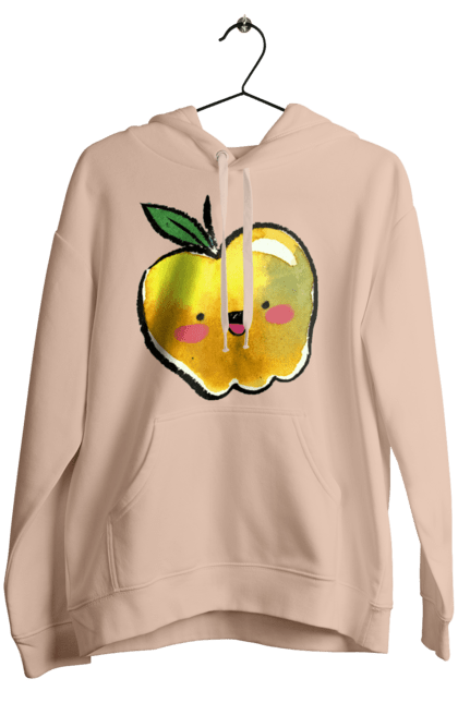 Жіноче худі з принтом "Миле жовте яблуко". Літо, миле, смайлик, яблуко. 2070702