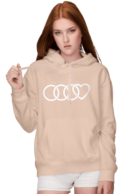 Women`s hoodie with prints Audi heart. Audi, cars, heart. 2070702
