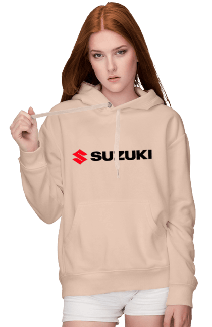 Women`s hoodie with prints Suzuki logo. Auto, logo, machine, suzuki. 2070702