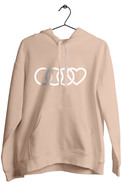 Women`s hoodie with prints Audi heart. Audi, cars, heart. 2070702