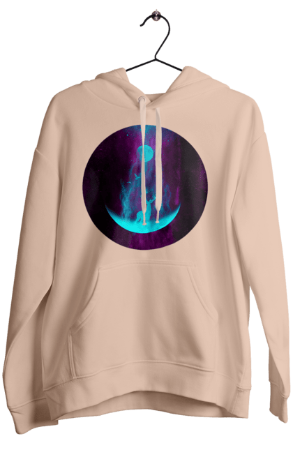 Жіноче худі з принтом "Олень Силует". Місяць, олень, рогам, силует, яскравий. 2070702