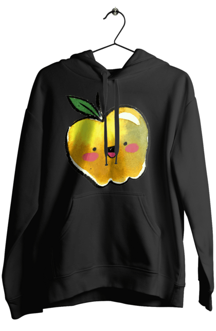 Жіноче худі з принтом "Миле жовте яблуко". Літо, миле, смайлик, яблуко. 2070702