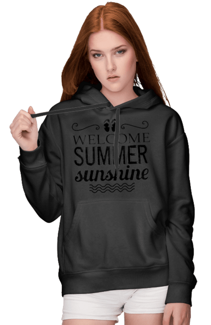 Жіноче худі з принтом "Привіт літні заходи". Вьетнамки, літо, сонце. 2070702