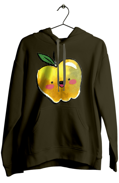 Жіноче худі з принтом "Миле жовте яблуко". Літо, миле, смайлик, яблуко. 2070702