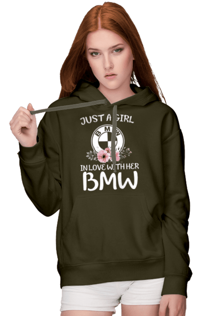 Жіноче худі з принтом "Just a girl BMW". Бмв, машини. 2070702