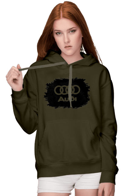Women`s hoodie with prints Audi black ravines. Audi, cars. 2070702