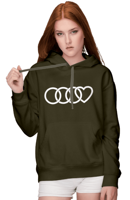 Women`s hoodie with prints Audi heart. Audi, cars, heart. 2070702