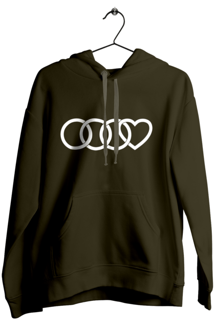 Women`s hoodie with prints Audi heart. Audi, cars, heart. 2070702