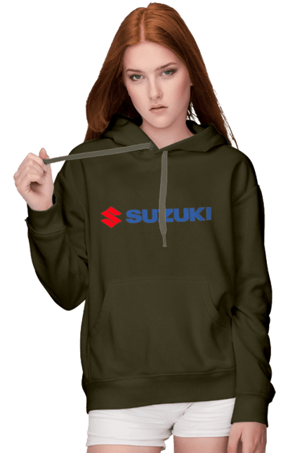Women`s hoodie with prints Suzuki 3 Redblue. Auto, logo, suzuki. 2070702