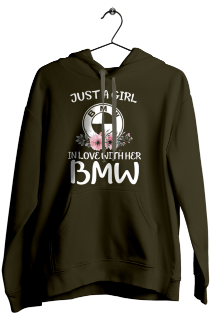 Жіноче худі з принтом "Just a girl BMW". Бмв, машини. 2070702