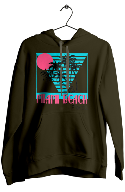 Жіноче худі з принтом "Майамі Пальми". Захід, майамі, пальми, флоріда. 2070702