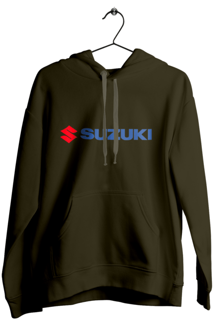 Women`s hoodie with prints Suzuki 3 Redblue. Auto, logo, suzuki. 2070702
