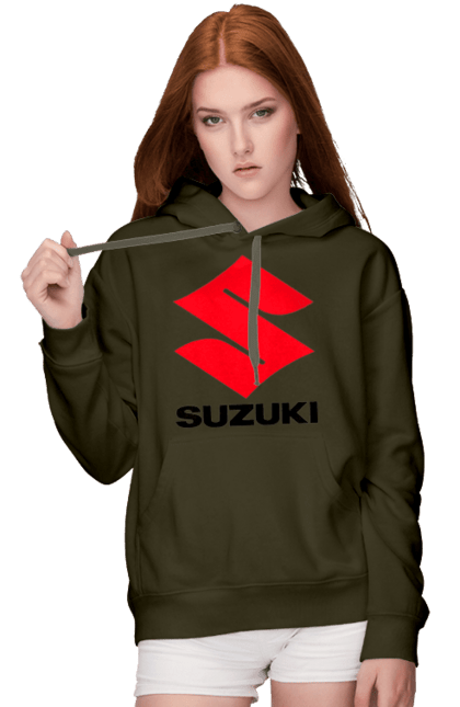 Women`s hoodie with prints Suzuki Bl. Auto, logotype, machine, suzuki. 2070702